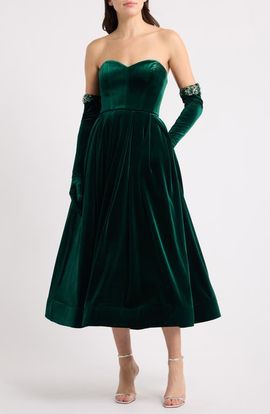 BRONX BANCO BRONX BANCO Fit & Flare Velvet Party Dress