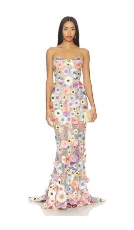 Bronx Banco Bronx Banco Jasmine Floral Strapless Gown