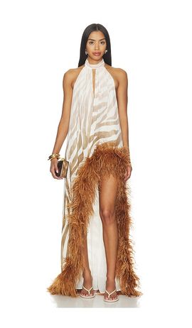 Bronx Banco Bronx Banco Madeline Zebra Halterneck Gown