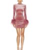 Bronx Banco Bronx Banco Sequin Velvet Long Sleeve Mini Dress with Feather Cuffs - 1