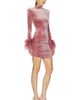 Bronx Banco Bronx Banco Sequin Velvet Long Sleeve Mini Dress with Feather Cuffs - 2