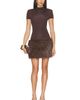 Bronx Banco Bronx Banco Short Sleeve Mini Dress With Faux Fur Trim - 1