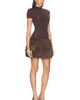 Bronx Banco Bronx Banco Short Sleeve Mini Dress With Faux Fur Trim - 2