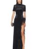 Bronx Banco Bronx Banco Short Sleeve Velvet Maxi Dress With Feather Trim - 1