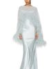 Bronx Banco Bronx Banco Silky Maxi Dress and Chiffon Cape with Feather Trim - 1