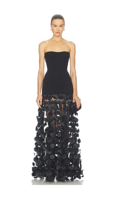 Bronx Banco Bronx Banco Sleeveless 3D Embellished Gown