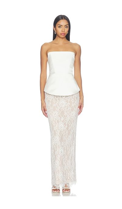 Bronx Banco Bronx Banco Strapless Satin And Lace Maxi Dress