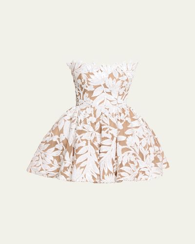 Bronx Banco Chloe Strapless Sequin Floral Corset Mini Dress