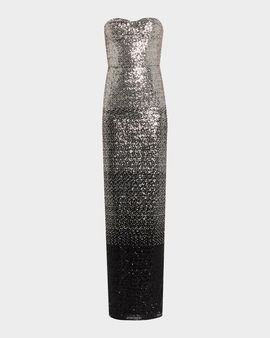 Bronx Banco Dahlia Ombre Sequined Strapless Maxi Dress