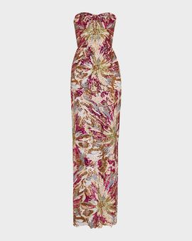 Bronx Banco Dahlia Strapless Embroidered Sequin Gown