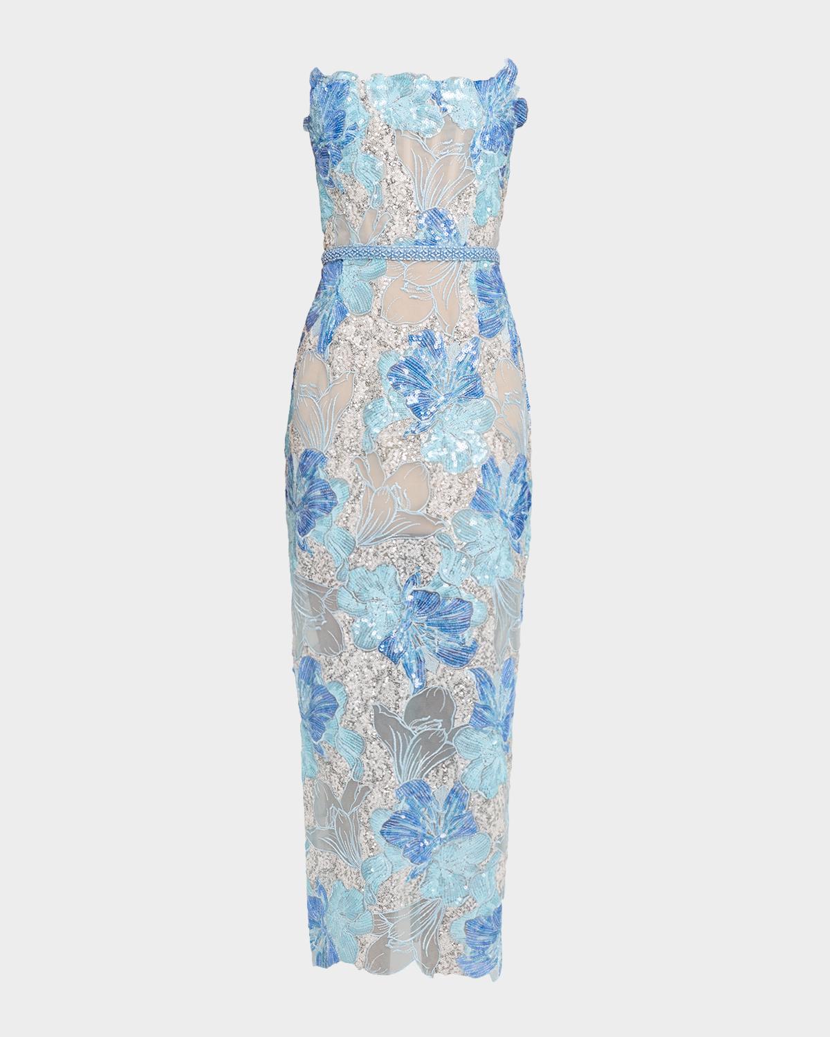 Bronx Banco Jasmine Maraya Strapless Sequined Midi Dress