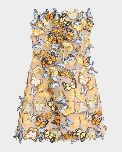 Bronx Banco Maraya Strapless Butterfly-Embroidered Mini Dress
