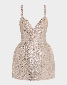 Bronx Banco Tessa Deep V-Neck Sequin Mini Dress