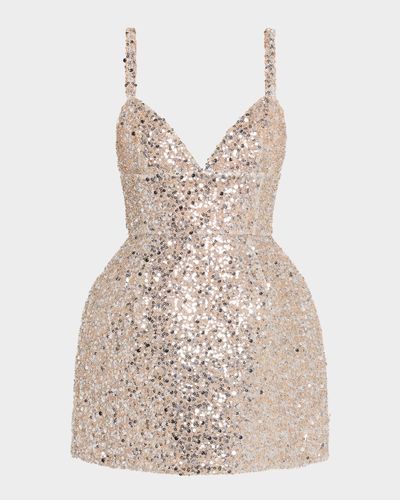 Bronx Banco Tessa Deep V-Neck Sequin Mini Dress