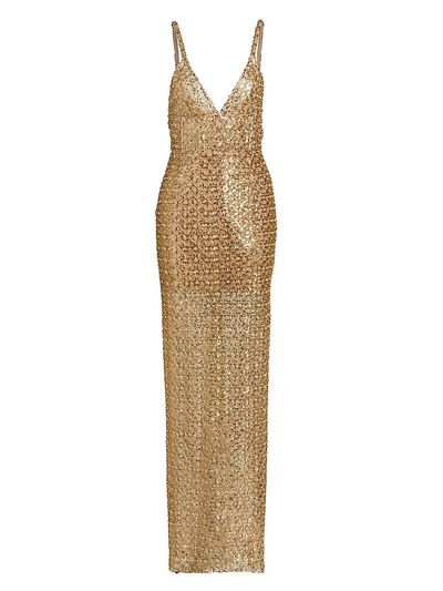 Bronx Banco Women's Allegra Embellished Metallic Sleeveless Gown
