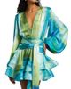 Bronx Banco Women's Bedouin Coastal Abstract Silk-Blend Tie-Waist Minidress - 6
