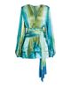 Bronx Banco Women's Bedouin Coastal Abstract Silk-Blend Tie-Waist Minidress - 8