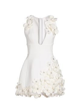 Bronx Banco Women's Estelle Crystal-Embellished Floral-Appliquéd Minidress