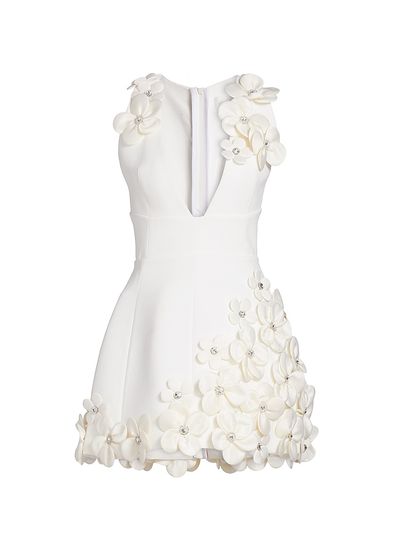 Bronx Banco Women's Estelle Crystal-Embellished Floral-Appliquéd Minidress