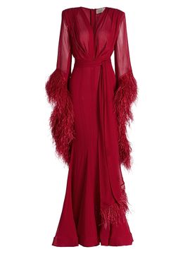Bronx Banco Women's Geisha V-Neck Feather Gown