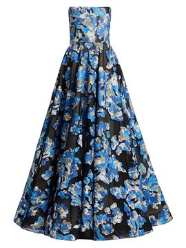 Bronx Banco Women's Jasmine Floral Strapless Fit & Flare Gown