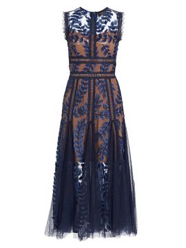Bronx Banco Women's Saba Embroidered Mesh Midi-Dress