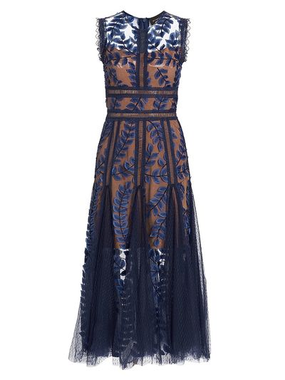 Bronx Banco Women's Saba Embroidered Mesh Midi-Dress