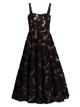 Bronx Banco Women's Sabrina Floral-Appliquéd A-Line Midi-Dress