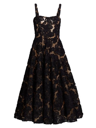 Bronx Banco Women's Sabrina Floral-Appliquéd A-Line Midi-Dress