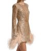 Bronx Banco Women's Tokyo Feather-Cuff Sequined Minidress - 4