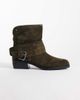 Bronx Bronx Brod-ey buckle detail ankle boots in khaki-green oily suede - 1