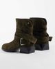 Bronx Bronx Brod-ey buckle detail ankle boots in khaki-green oily suede - 4