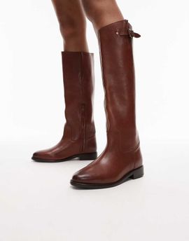 Bronx Bronx fe-lise buckle detail riding boot in tan-Brown
