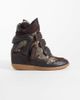 Bronx Bronx Jae-yy suede wedge heel sneakers in dark brown snake print-Black - 1