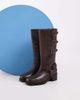 Bronx Bronx Ky-ley pull on knee boots with harness detailing in vintage coffee bean leather-Brown - 1