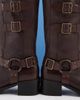 Bronx Bronx Ky-ley pull on knee boots with harness detailing in vintage coffee bean leather-Brown - 2