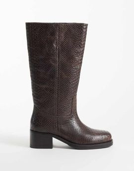 Bronx Bronx Ky-ley riding knee boots in snake-embossed coffee bean-Brown