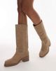 Bronx Bronx Ky-ley western knee boots in oatmilk washed suede-White - 1