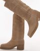 Bronx Bronx Ky-ley western knee boots in oatmilk washed suede-White - 2