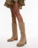 Bronx Bronx Ky-ley western knee boots in oatmilk washed suede-White - 4
