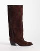 Bronx Bronx Lizz-y zip-up western boots in suede coffee bean-Brown - 1