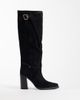 Bronx Bronx Mya-Mae block heel knee boots in black suede - 1