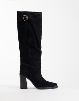 Bronx Bronx Mya-Mae block heel knee boots in black suede