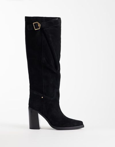 Bronx Bronx Mya-Mae block heel knee boots in black suede