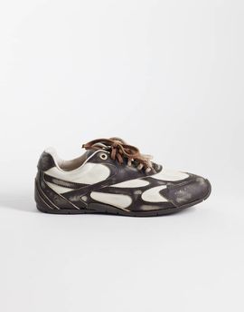 Bronx Bronx Myr-aa sneakers in washed coffee bean and off white