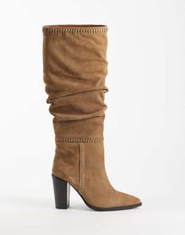 Bronx Bronx New-Americana slouchy heeled knee boots in dark natural suede-Neutral