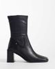 Bronx Bronx New-Corfu square toe block heel high ankle boots in black leather - 1