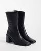 Bronx Bronx New-Corfu square toe block heel high ankle boots in black leather - 2