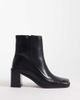 Bronx Bronx New-Corfu square toe high ankle boots in black leather - 1