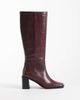Bronx Bronx New-Corfu square toe knee boots in deep bordeaux-RED - 1